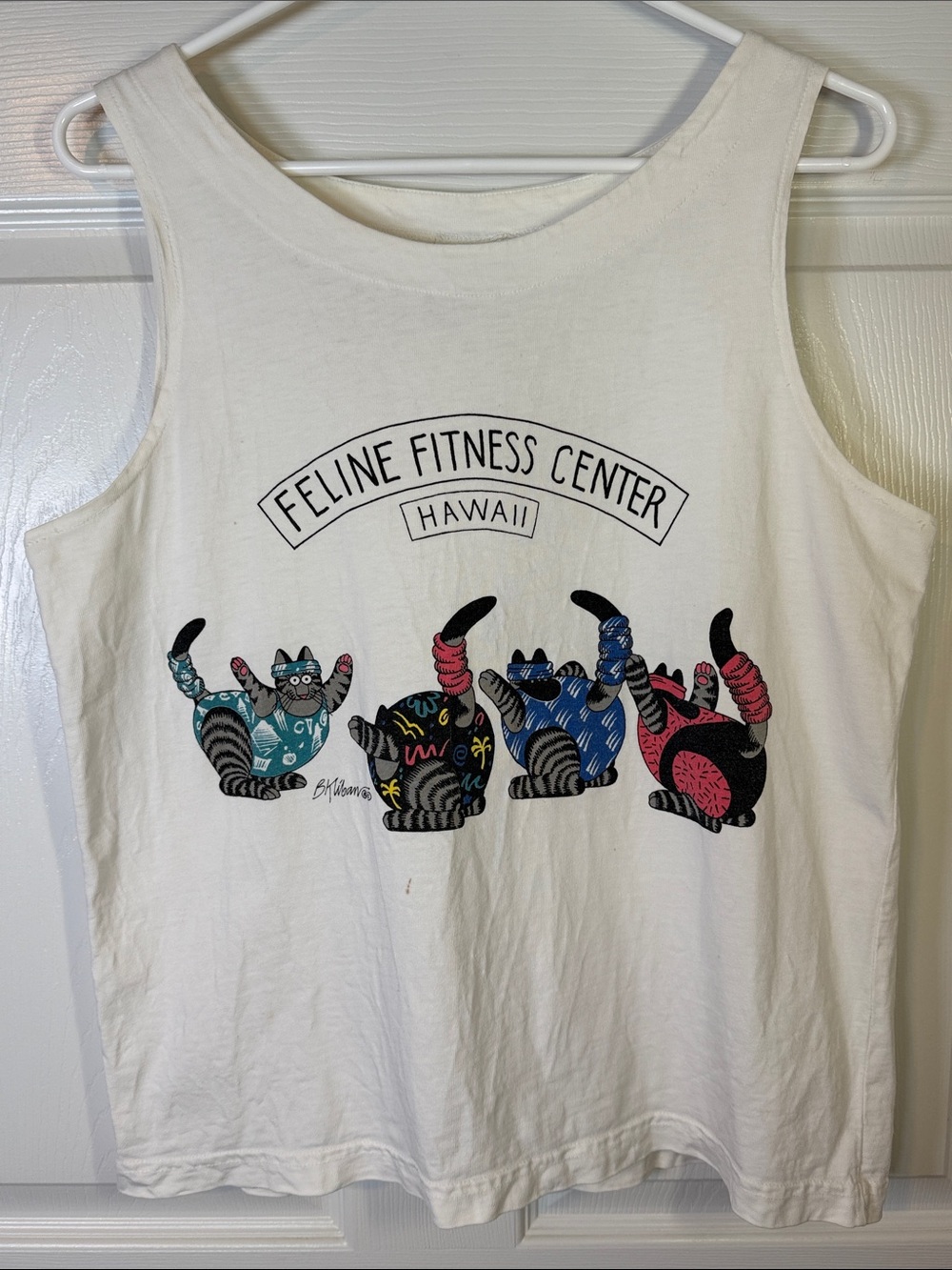 Vintage Kliban Cat Tank Top Feline Fitness Center Hawaii Women’s M Yoga Aerobics - Picture 3 of 15